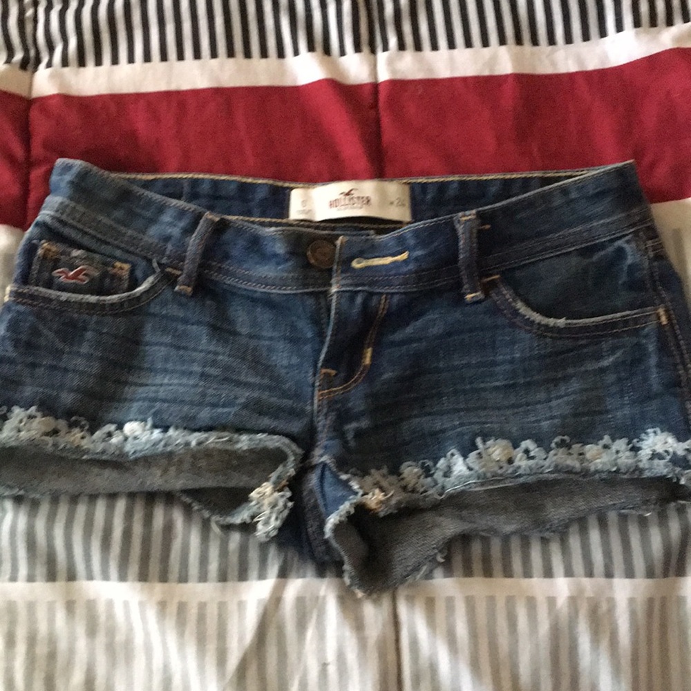 Jean shorts with floral at the bottom